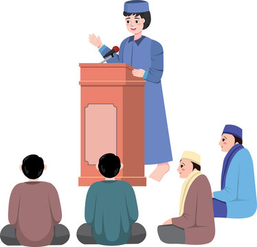 Ustadz speaking during Islamic study session at masjid
