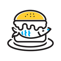 Vector multi color icon for Fish burger