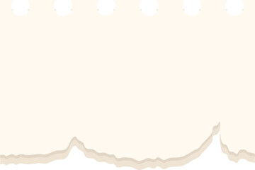 Creamy paper with a torn edge and perforated top.