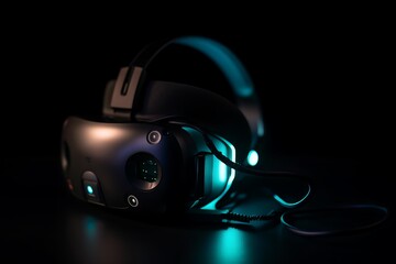 VR Headset with Dark Background.