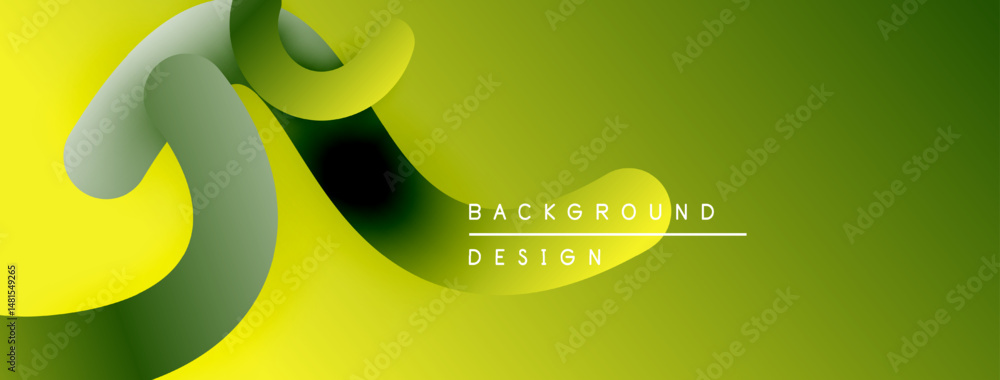 Poster abstract yellow, green gradients form flowing shapes. minimalist design with text background, design