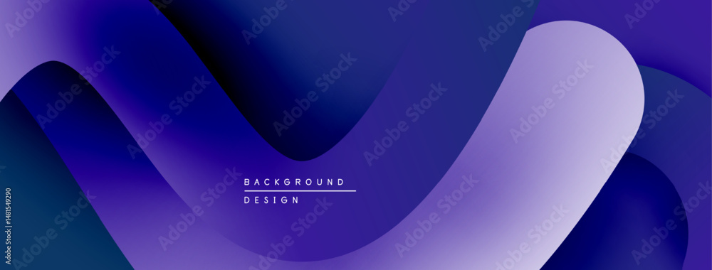 Poster abstract flowing shapes, vibrant purple hues, modern design. gradient colors create dynamic visual t