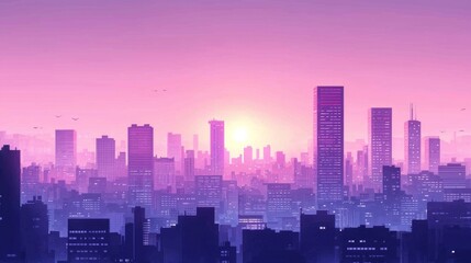 Fototapeta premium A vibrant city building panorama featuring pixel-shaped windows.