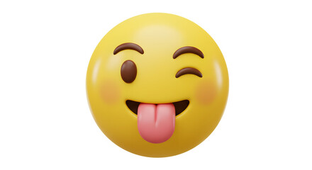 Fototapeta premium Winking Tongue-Out Emoji on White Background