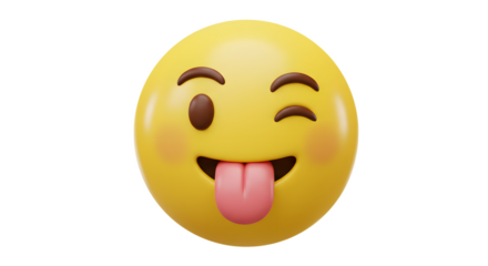 Winking Tongue-Out Emoji on White Background