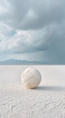 Minimalist Beach Wellness Tranquil Volleyball Aesthetic in Soft Neutral Palette - Inspiring Coastal Leisure and Mindful Sports Lifestyle