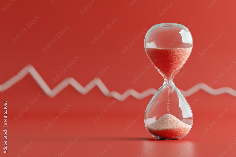 Poster Minimalist Financial Time Dynamics AI-Powered Market Volatility Hourglass Visualizing Urgent Investment Decision Metrics in High-Performance Digital Ecosystem