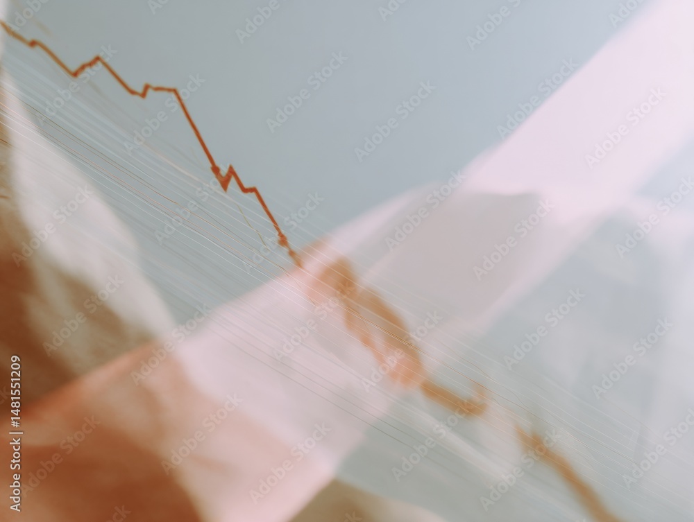 Fototapete Minimalist Economic Decline Visualization Soft-Toned Gradient Recession Indicator with Macro Trend Analysis for Strategic Financial Reporting