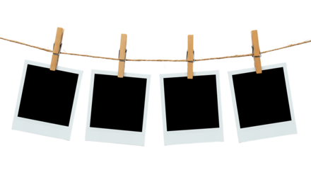 Four Empty Polaroid Photos Hanging on a String