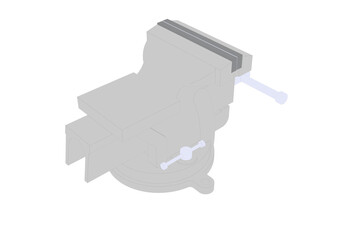 Vector 3D Line Art cartoon Solid flat color Technical illustration design Minimalist Simplified 2D Clean gray GREY MULTIPURPOSE PIPE BENCH VISE TABLE PINCERS