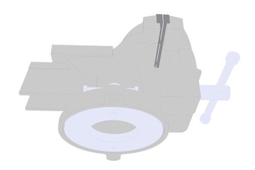 Vector 3D Line Art cartoon Solid flat color Technical illustration design Minimalist Simplified 2D Clean gray GREY MULTIPURPOSE PIPE BENCH VISE TABLE PINCERS