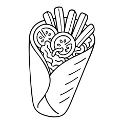 Greek Gyro – Mediterranean Street Food Vector Illustration