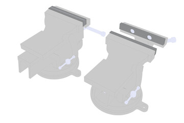 Vector 3D Line Art cartoon Solid flat color Technical illustration design Minimalist Simplified 2D Clean gray GREY MULTIPURPOSE PIPE BENCH VISE TABLE PINCERS