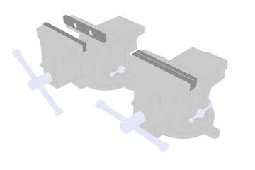 Vector 3D Line Art cartoon Solid flat color Technical illustration design Minimalist Simplified 2D Clean gray GREY MULTIPURPOSE PIPE BENCH VISE TABLE PINCERS