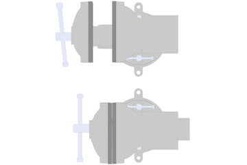 Vector 3D Line Art cartoon Solid flat color Technical illustration design Minimalist Simplified 2D Clean gray GREY MULTIPURPOSE PIPE BENCH VISE TABLE PINCERS