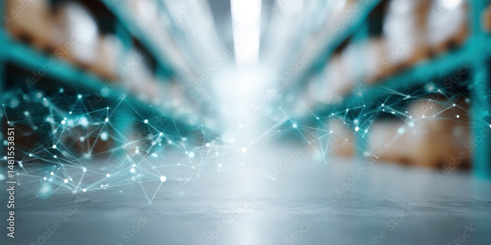 Leinwandbilder Hyperconnected Logistics Revolution AI-Powered Blockchain Warehouse Visualization Transforming Supply Chain Transparency and Digital Inventory Management