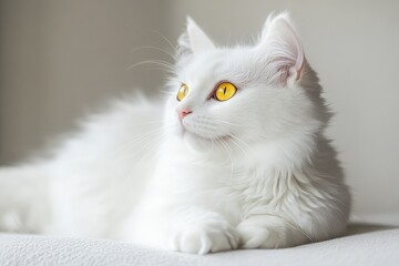 A white cat with blue eyes sitting on a white background ,beautiful white cat with long hair on a white background