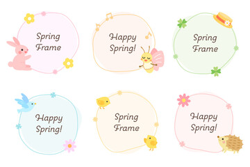 春のフレームセット　丸　イラスト
