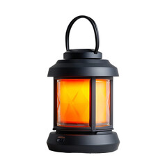 A decorative black lantern with a warm, inviting glow, perfect for adding ambiance. The lantern is modern and features an appealing, cozy, light, emanating from within.