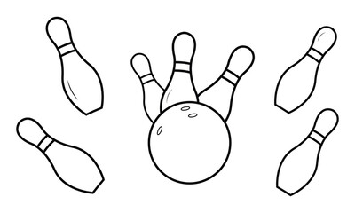 Bowling pins icon in outline style vector illustration for design and web isolated on white background. Bowling pins vector object for label and advertising . Vector Illustration . EPS 20 . 