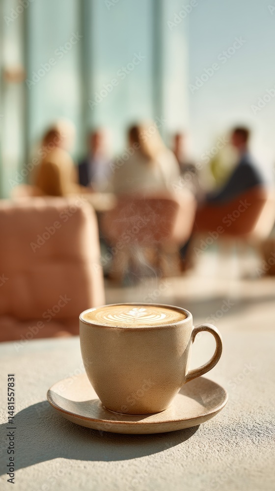 Poster modern workspace fusion artisan ceramic coffee culture meets collaborative millennial networking - s