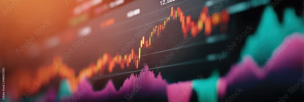 Poster Immersive Market Analytics AI-Powered Trading Interface Visualizing Real-Time Financial Dynamics with Gradient Depth and Algorithmic Precision for Next-Gen Investors