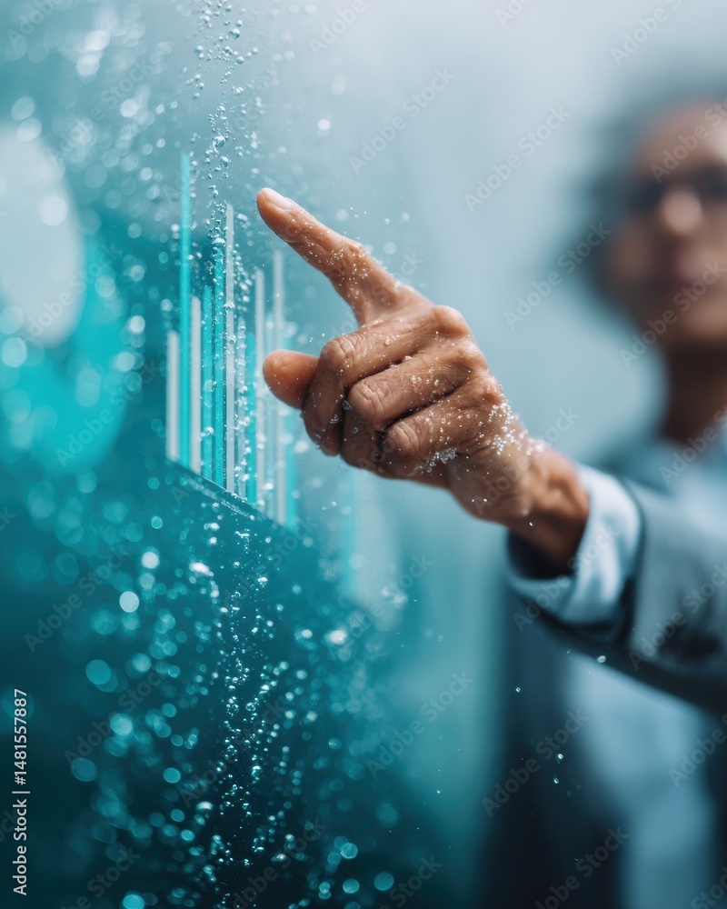 Poster Immersive Data Visualization Futuristic Analytics Interface with Interactive Holographic Charts - Next-Gen Business Intelligence for Digital Transformation