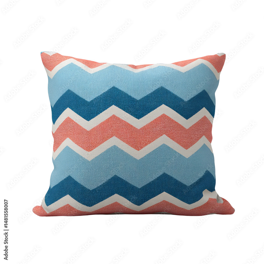 Aufkleber a close-up shot of a colorful zigzag pattern cushion. the cushion is soft and inviting with a unique