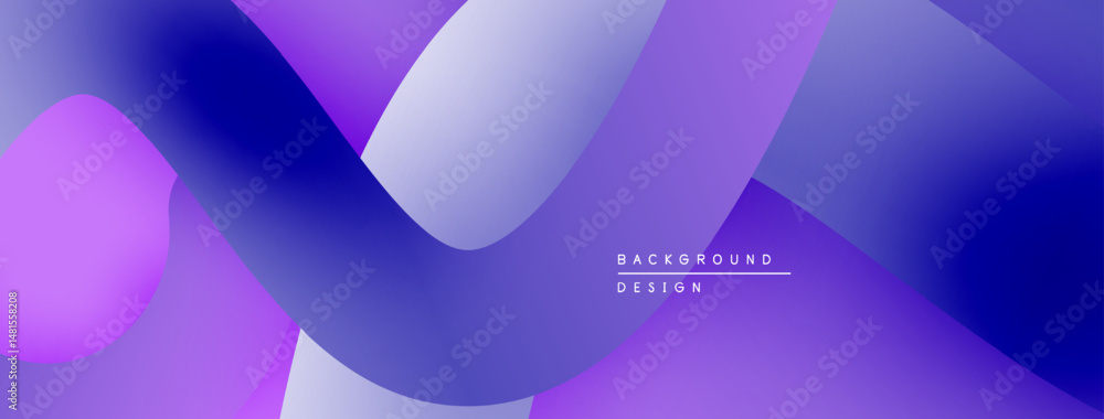 Aufkleber Abstract fluid shapes, purple hues dominate design. Gradient blends create dynamic visual texture. Modern background element.