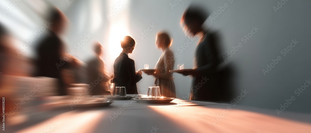 Poster Blurred Connectivity Hybrid Work Networking Moments in Soft-Focus Corporate Environments - Dynamic Professional Interaction and Collaborative Innovation