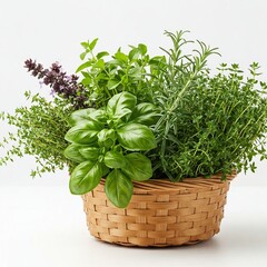 Naklejka premium fresh herbs in a basket