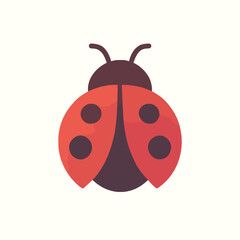 Obraz premium Illustrated ladybug with red wings and black spots on a light background 