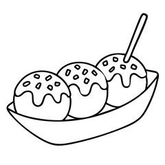 Takoyaki Treat Japanese Street Food Vector Illustration