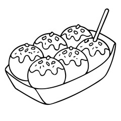 Takoyaki Treat Japanese Street Food Vector Illustration