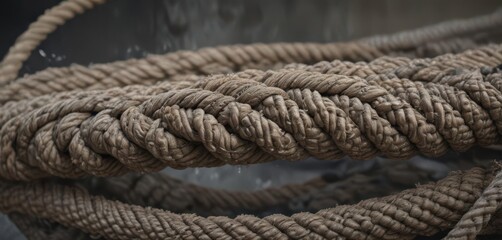 Fototapeta premium Overburdened rope, showing wear, imminent failure , strain, breaking