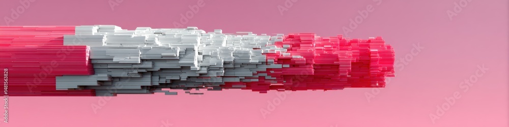 Fototapete Disruptive Digital Distortion Pixelated Glitch Art Visualization of Data Fragmentation and Technological Vulnerability in Cybersecurity Landscape