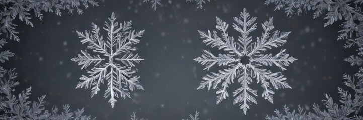 Intricate snowflake frame, varying sizes on soft snowy backdrop  Refined Christmas motif ,  image,  texture,  intricate