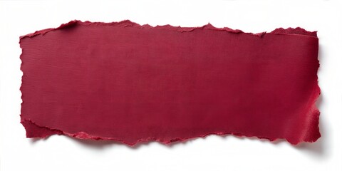 Torn Maroon Paper: A single strip of torn maroon paper, revealing its textured edges and vibrant color against a subtle background.