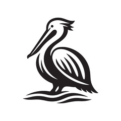pelican vector silhouette clip art logo design illustration