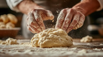 Kneading dough with flour