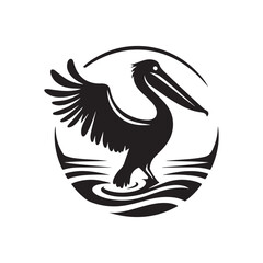 pelican vector silhouette clip art logo design illustration