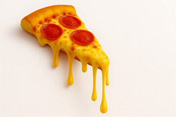 Dripping Slice of Pepperoni Cheese Pizza with Thick Melted Mozzarella on White Background – Tasty Fast Food Concept for Digital Menus, Ads, and Branding