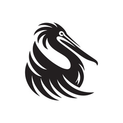 pelican vector silhouette clip art logo design illustration