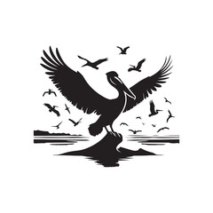 Fototapeta premium pelican vector silhouette clip art logo design illustration