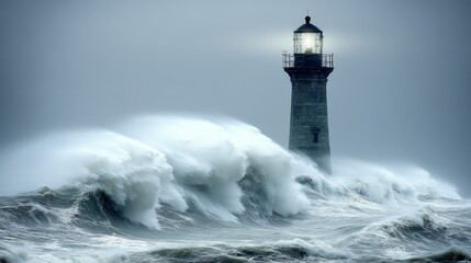 Lighthouse amidst stormy sea (1)