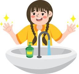 Child Practicing Good Hygiene Habits