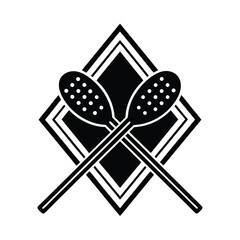 Crossed black and white skimmers against diamond geometric background for kitchen designs