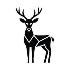 Elegant black and white geometric deer silhouette illustrating nature and wildlife in a clean minimalist style