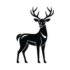 Minimalist black deer silhouette isolated on white background perfect for logo design and graphic elements