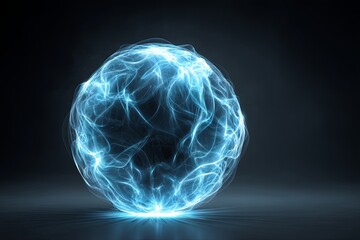 Glowing Energy Sphere with Radiating Light Effects in a Dark Background for Futuristic Concepts and Visual Designs